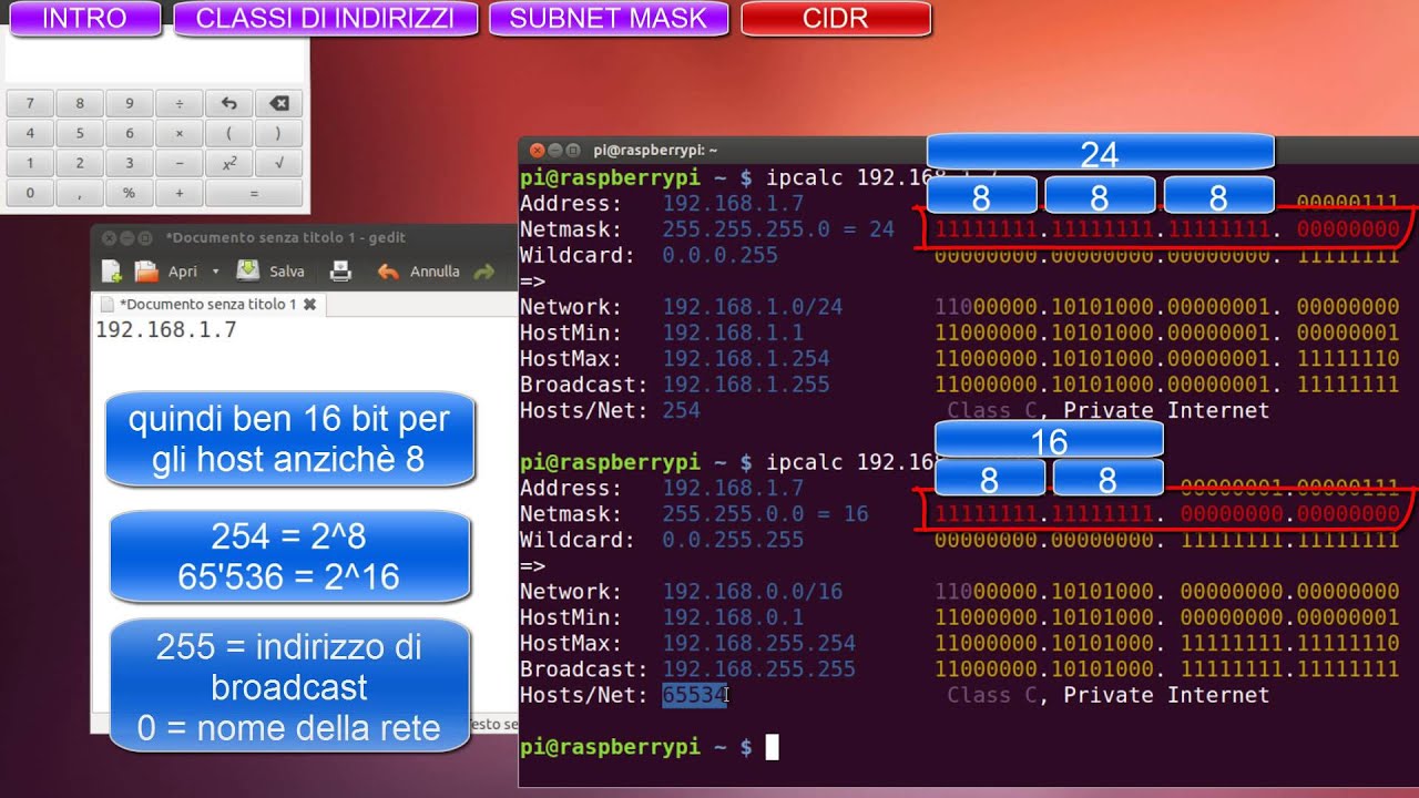 Classi di indirizzi IP, CIDR e Subnetting