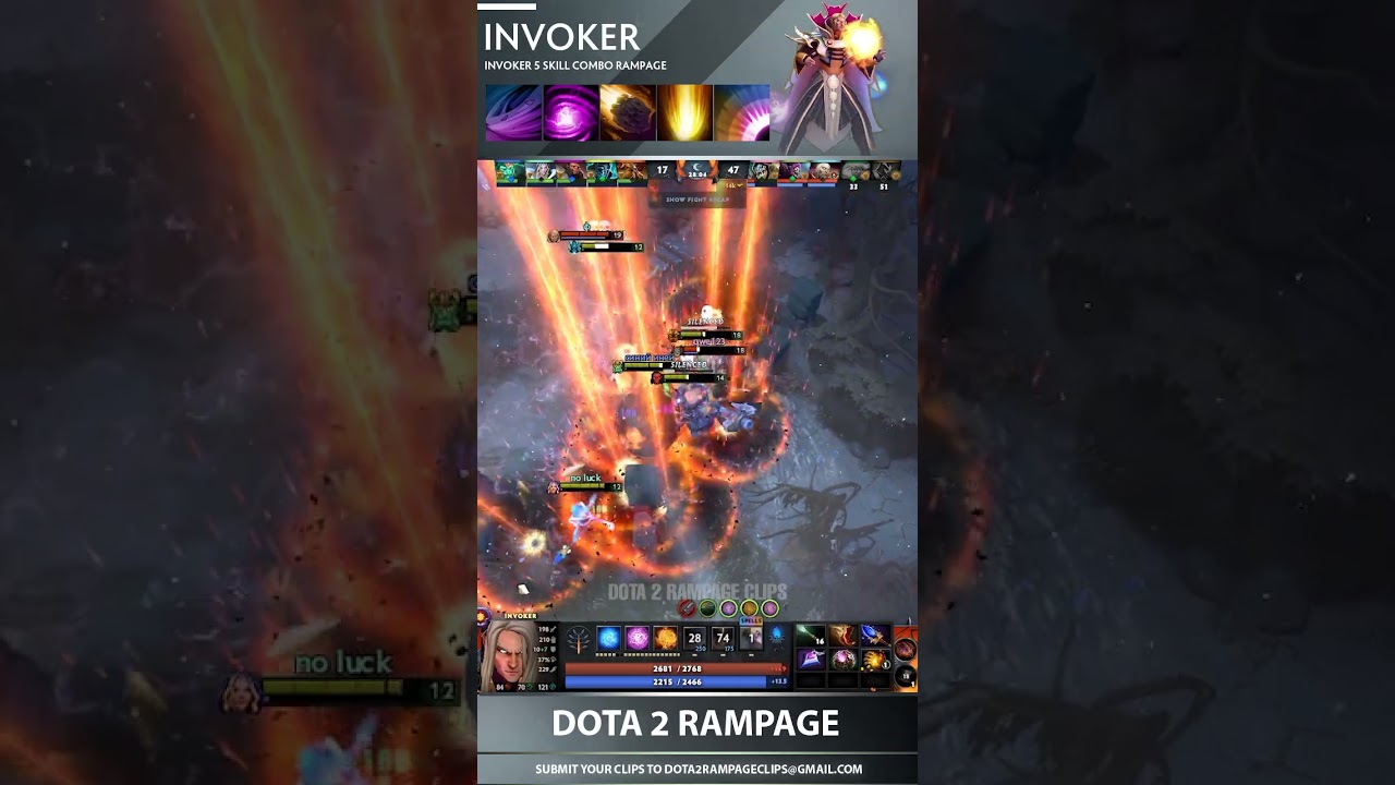 Invoker 5 Skill Combo Rampage  #dota2 #dota2shorts #shorts #theinternational2023 #dota