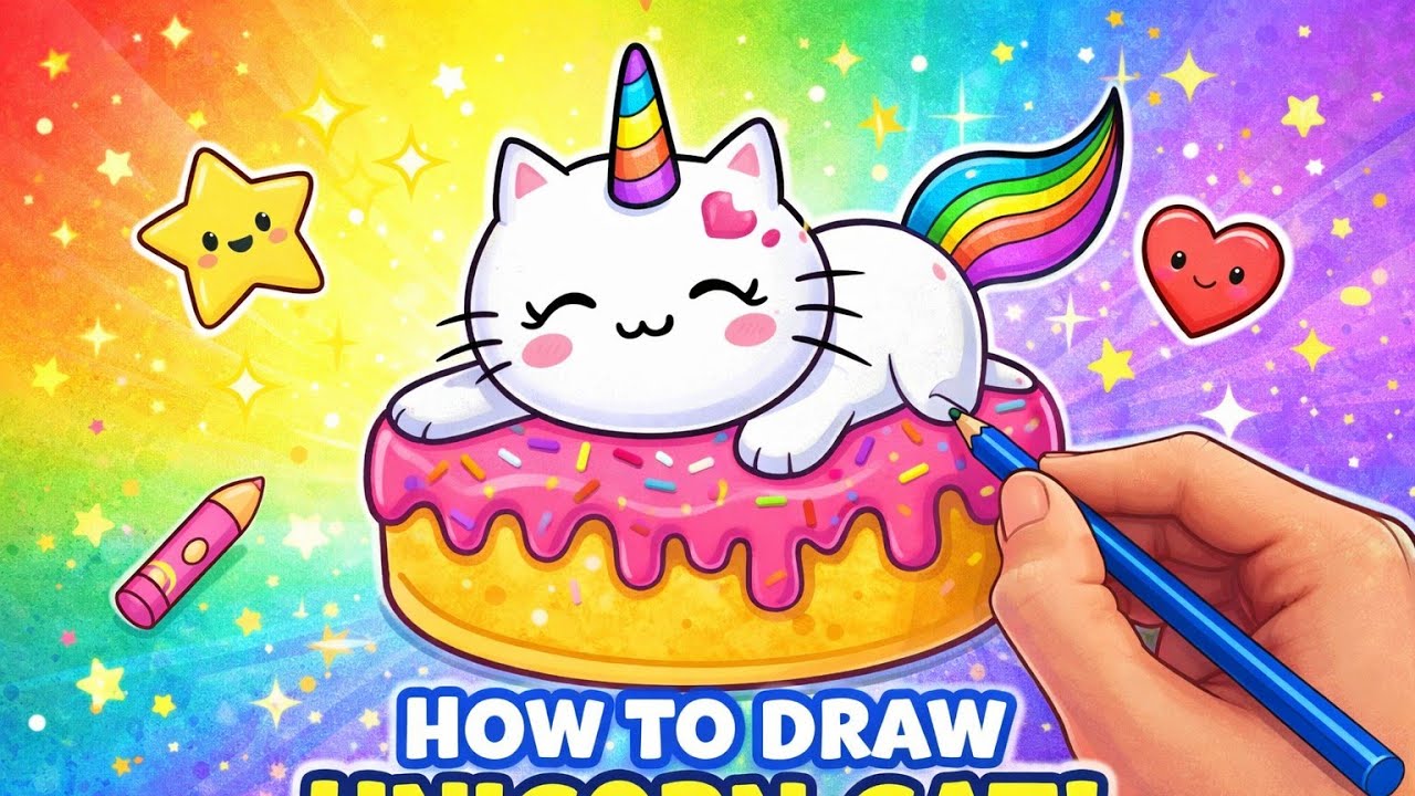 Cute unicorn and smiley Drawing colouring for kids and toddler / #easydraw #alphabetsong #draw