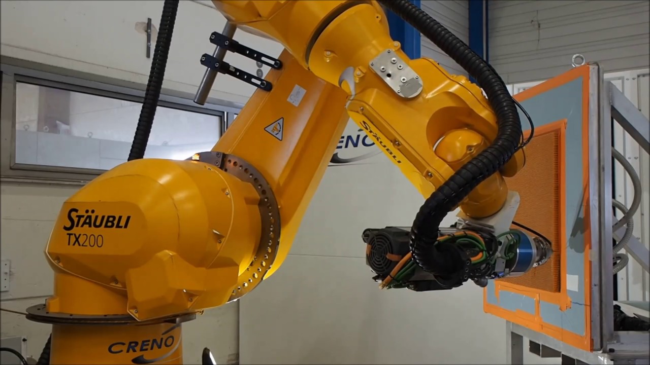 CRENO Robot Cell ultrasonic cutting of Honeycomb on Part n&deg;3