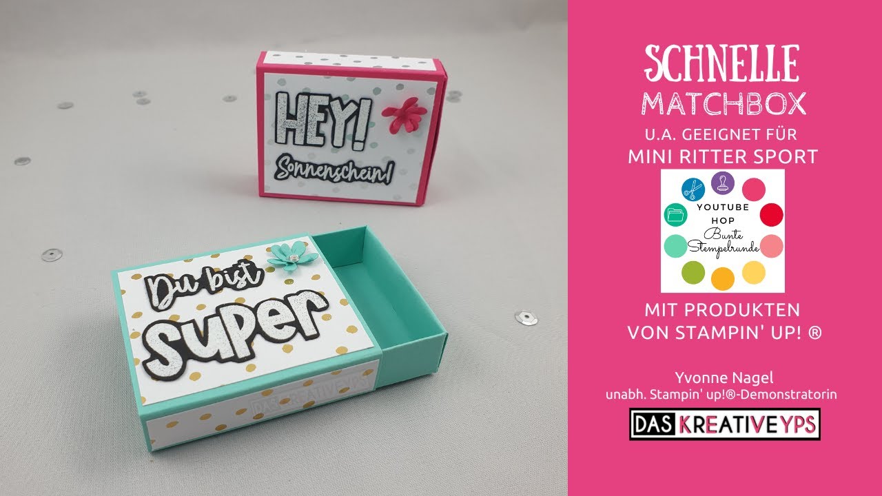 Verpackung für Mini Rittersport (Matchbox)  - YouTube-Hop Bunte Stempelrunde