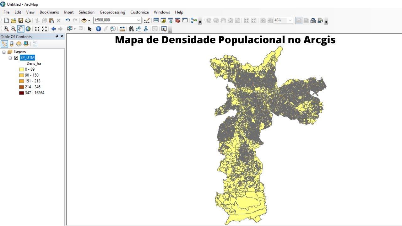 Mapa de Densidade Populacional no Arcgis