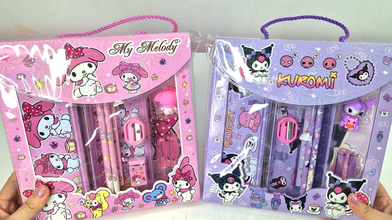 ASMR Unboxing💜🎀 Kuromi & My Melody Stationery | So Cute & Satisfying