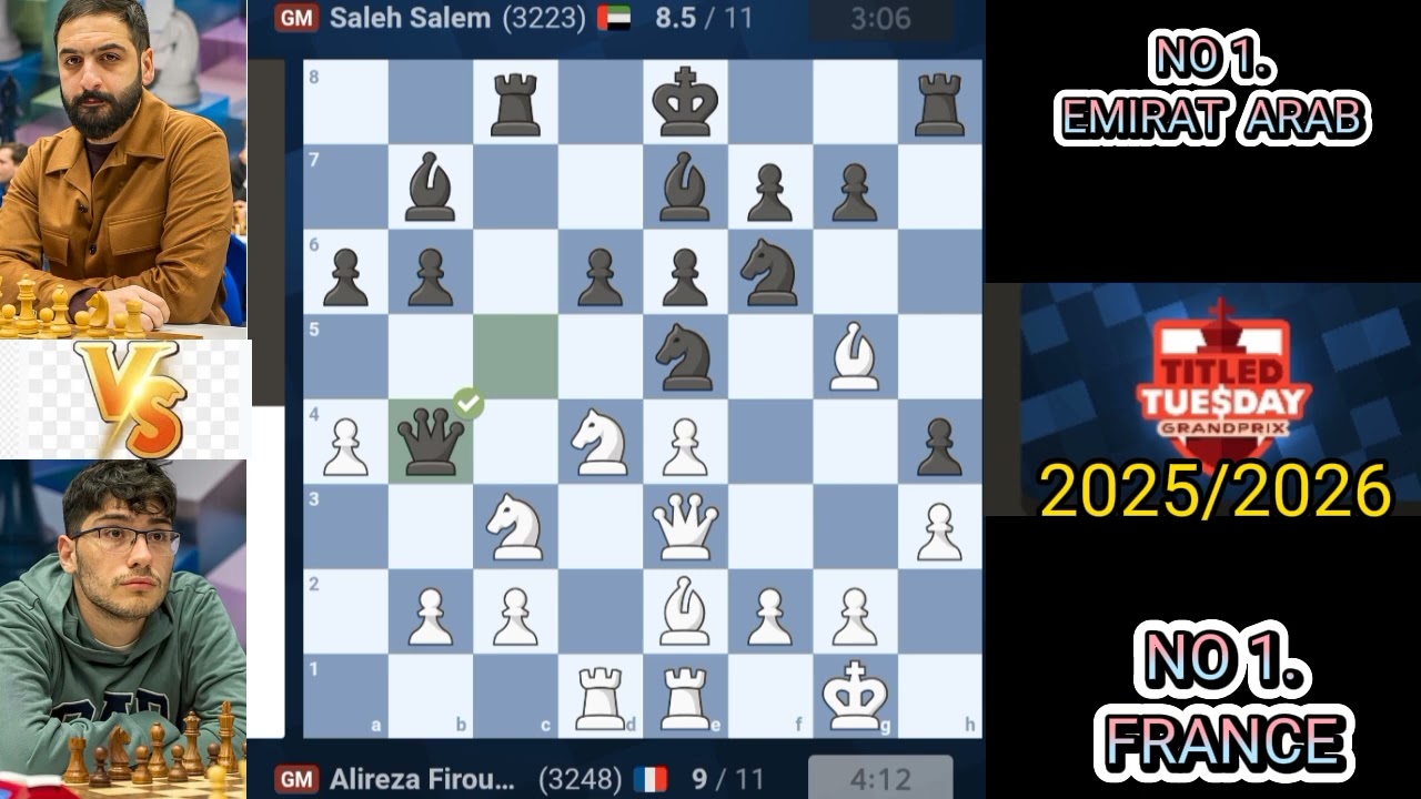 Alireza Firouzja vs Saleh Salem Round 11 TITLED TUESDAY GRAND PRIX 2025/2026