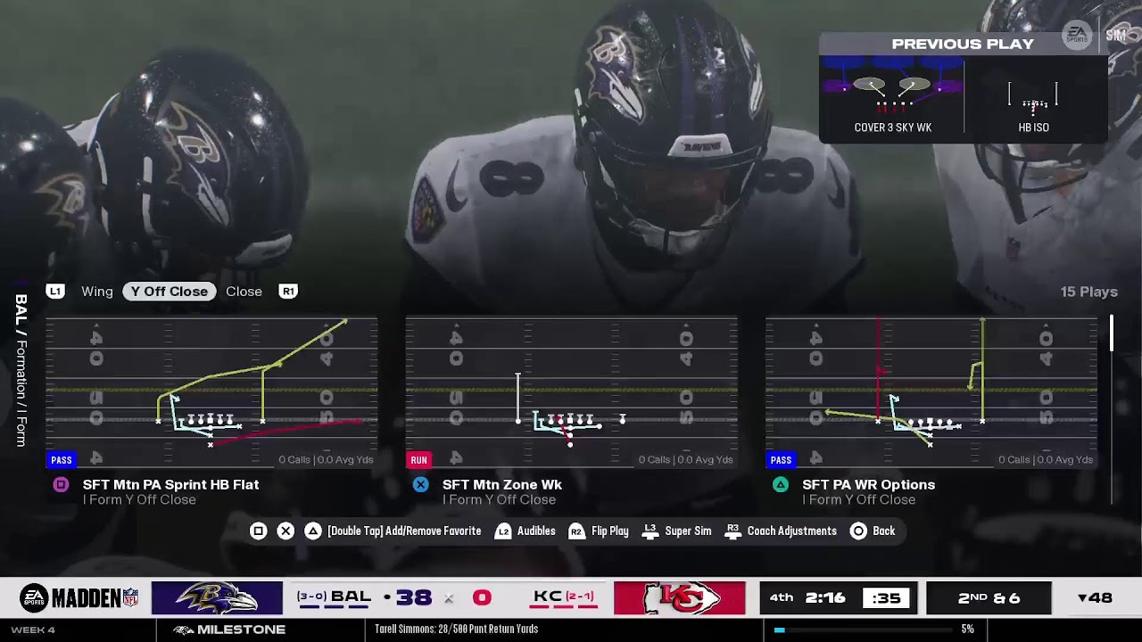 NFL Madden: Ravens @ Chiefs Season 1 Week 4