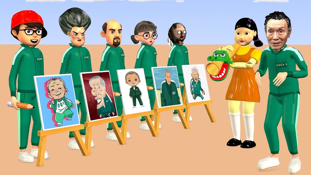 Scary Teacher 3D vs Squid Game Help Herobrine Drawing Old Man Squid Game Who's Boss ?