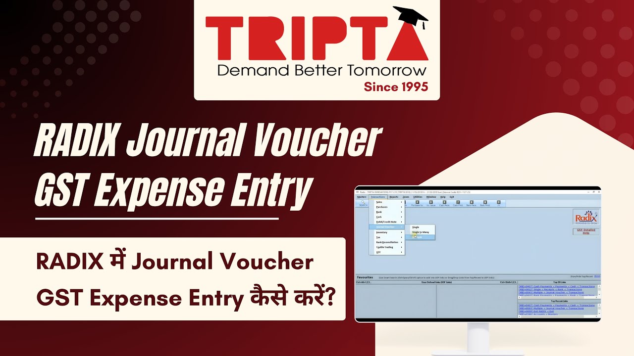 How to Create Journal Voucher GST Expense Entry in RADIX | Step-by-Step Tutorial