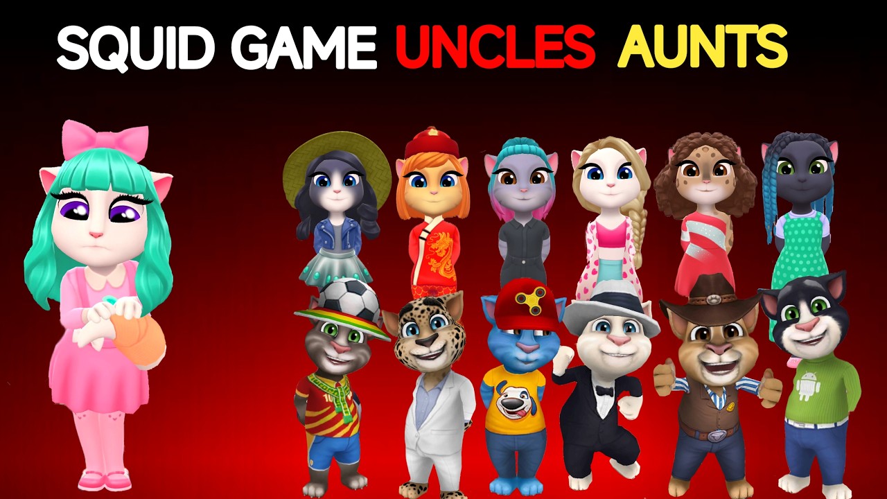 Squid Game Uncles Aunts Tom Friends | My Talking Tom Friends Squid Game | Talking Angela Squid Doll
