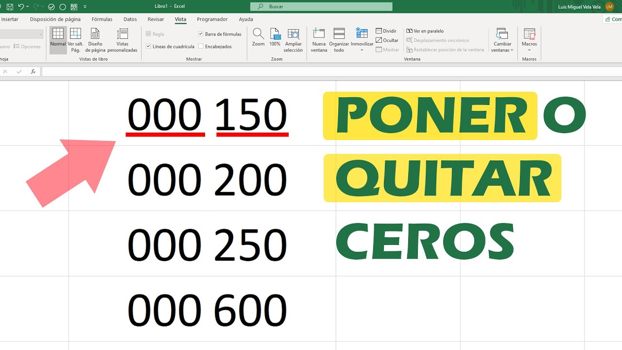 Cómo quitar o poner ceros a la izquierda en Excel