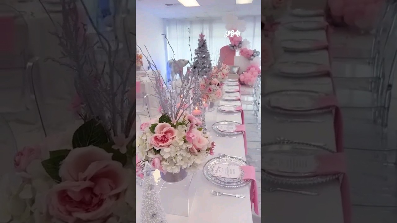 Pink n silver decor💗 #birthday #party #decor #wedding #event #youtubeshorts #foryou #viral #fyp #diy