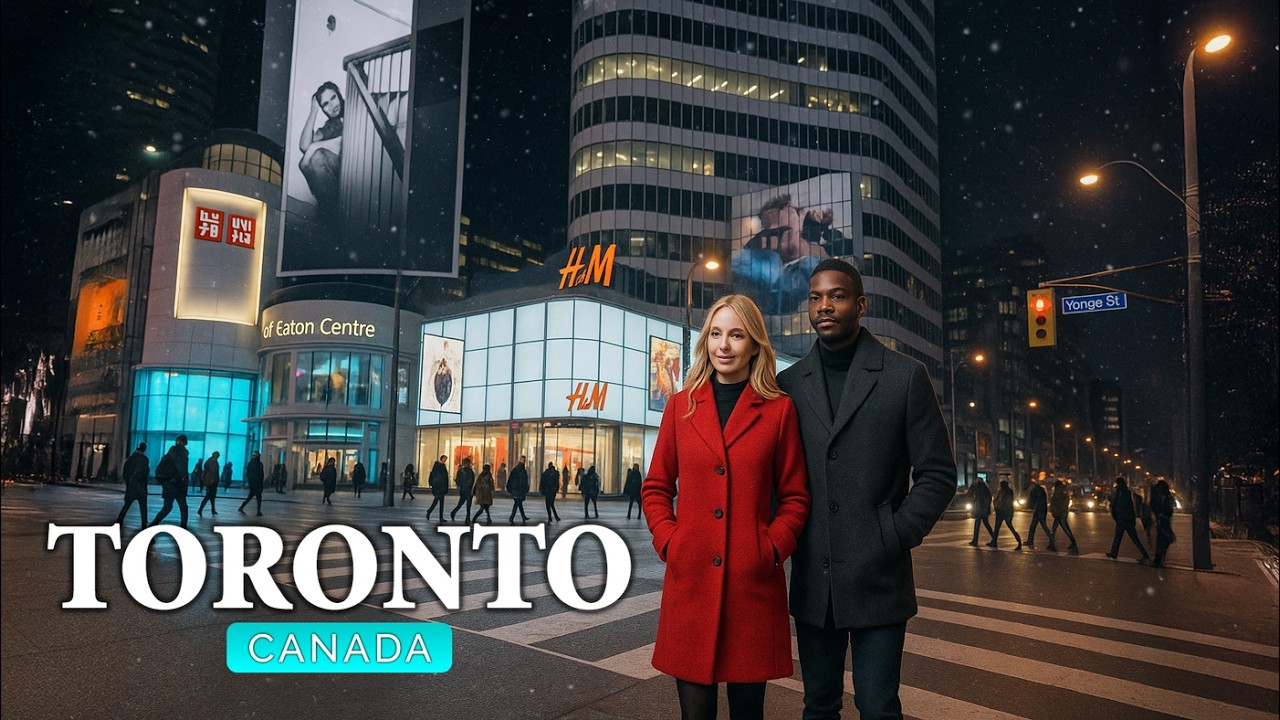Yonge & Dundas 🇨🇦 Toronto Winter Walking Tour 💙 Sankofa Square