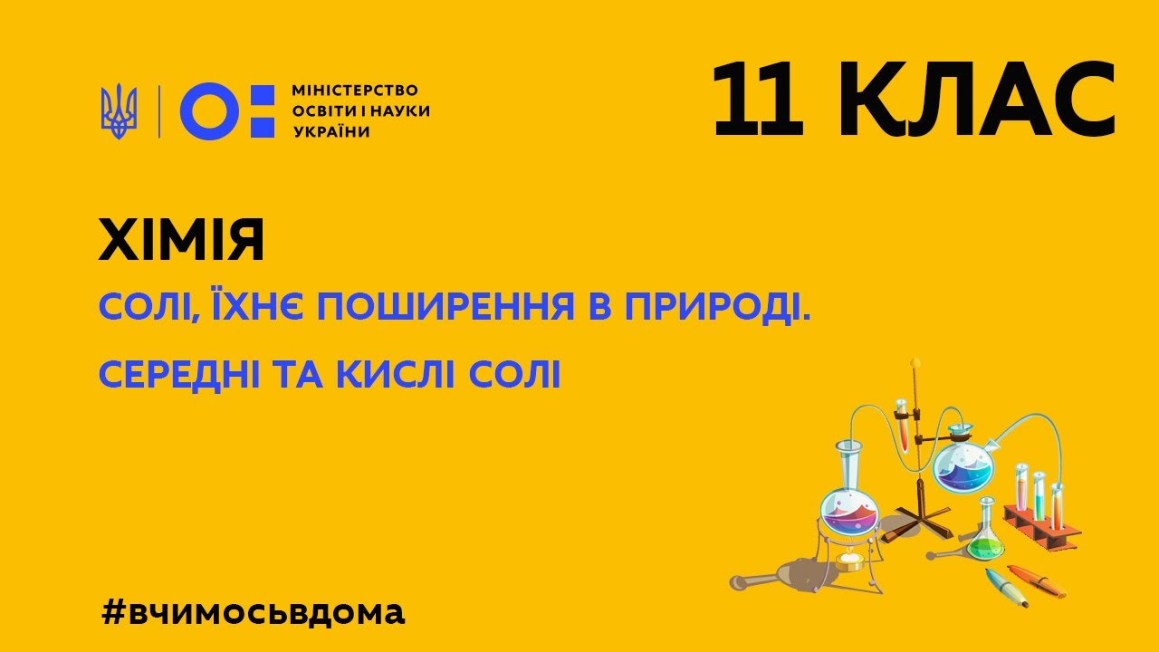 11 клас. Хімія. Солі, їхнє поширення в природі. Середні та кислі солі (Тиж.2:СР)