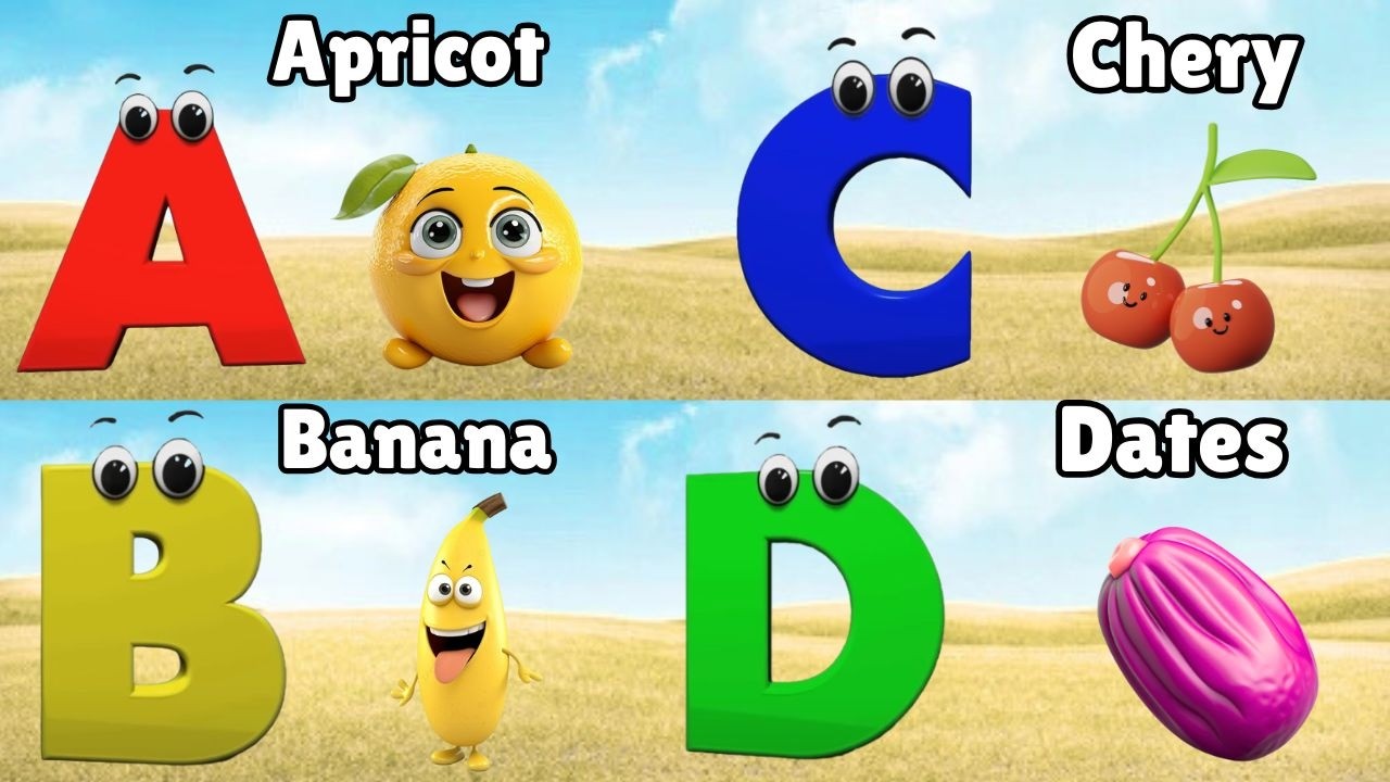 Phonics Song - ABC Fruits Song | A is for Apricot | Toddlers learning alphabet A to Z | ABC Song