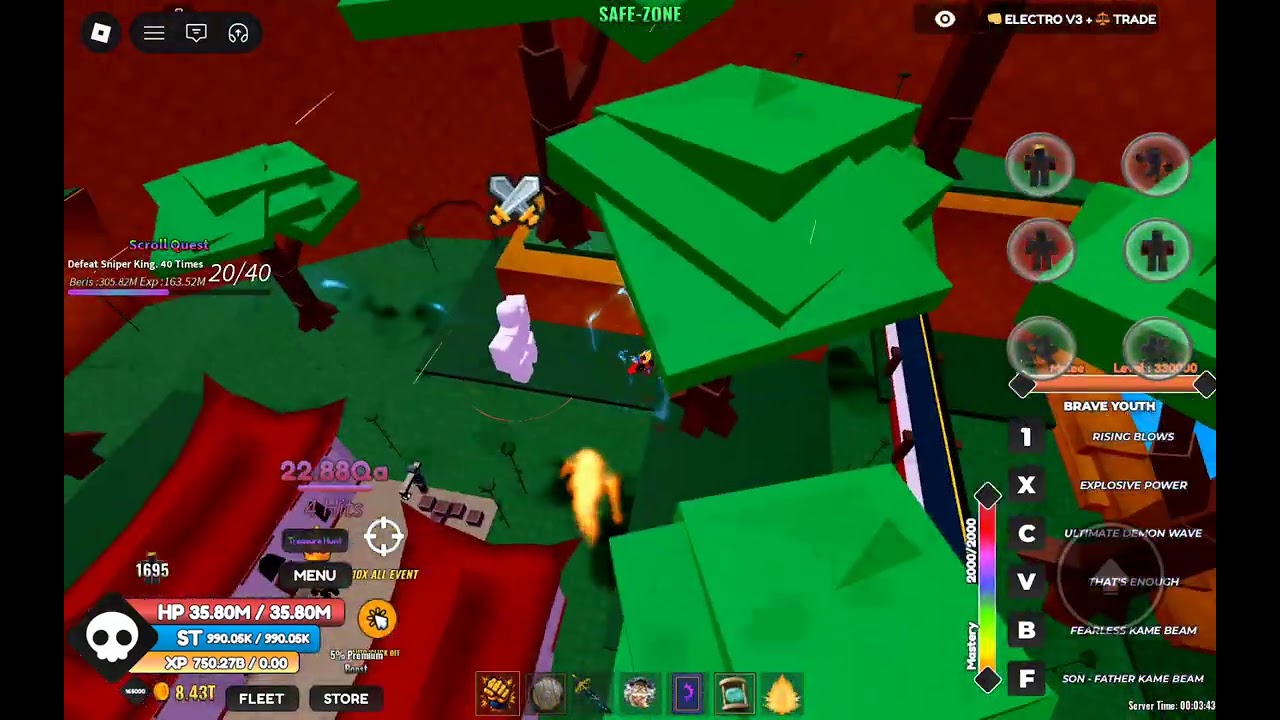Brave youth showcase in one fruit simulator