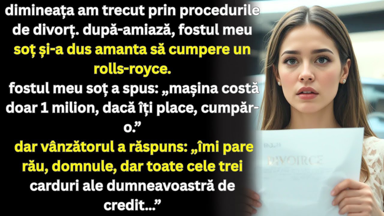 Divorțată dimineața 💔, seara fostul a mers cu ea să cumpere un Rolls Royce 🚙… dar cardul 💸