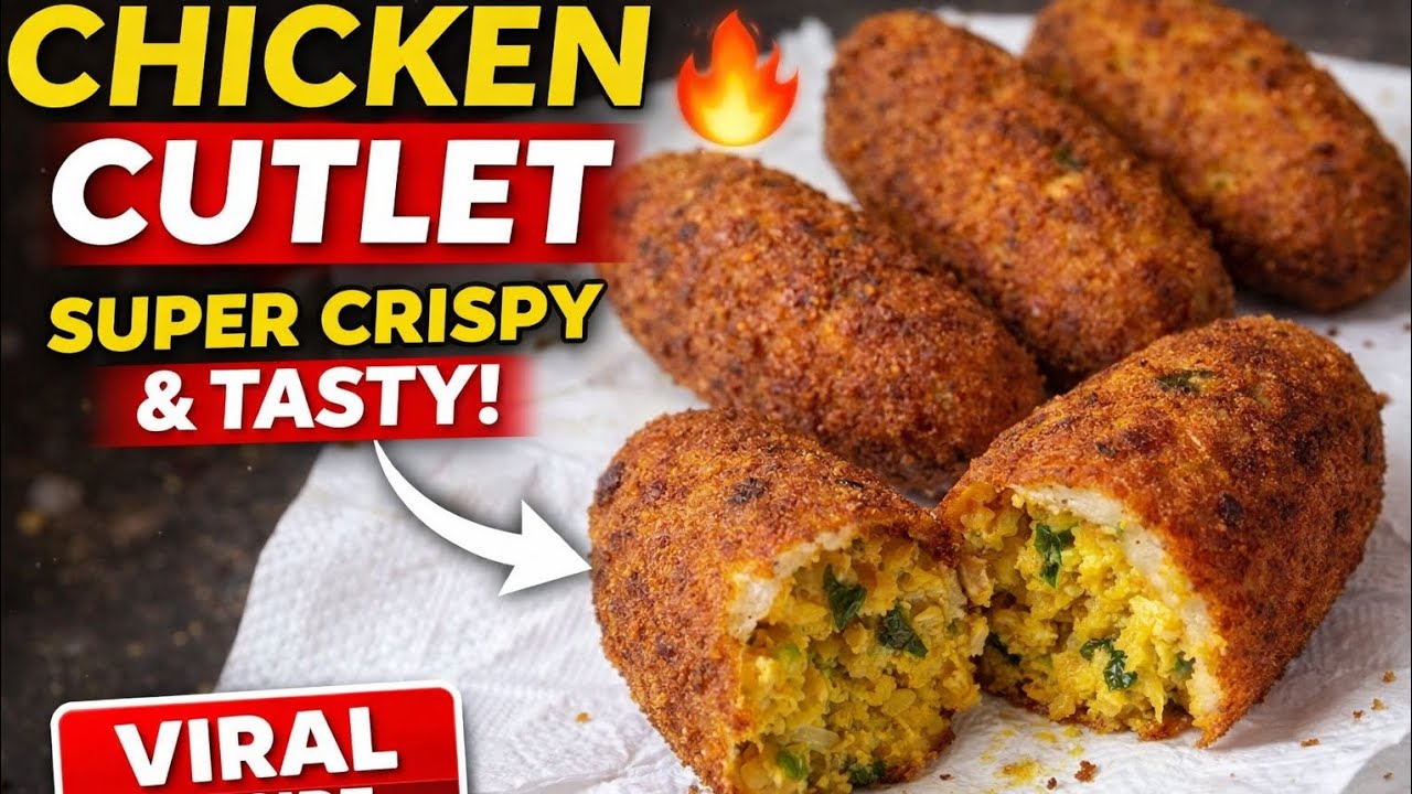 Crispy Chicken Cutlet Recipe 😍 | Outside Crunchy Inside Juicy 🔥 #chickencutlet#cutletrecipe#viral 🫠