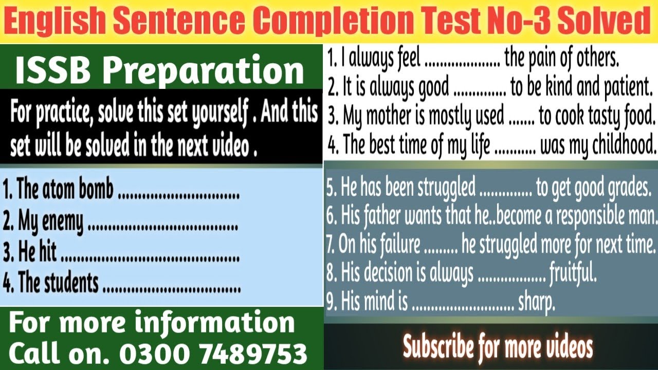 ISSB Sentence Completion Test Solved | Personality Test | Psychology Test | Issb-army, Navy, PAF