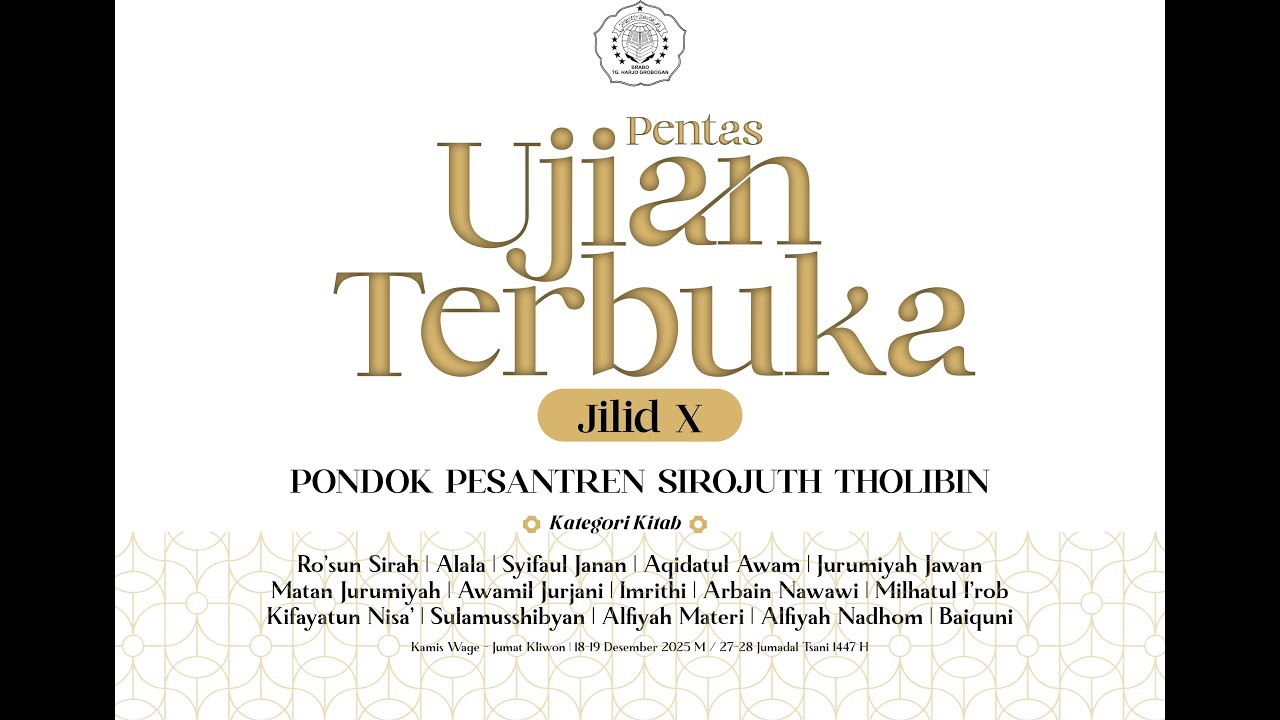 🔴[LIVE] PENTAS UJIAN TERBUKA JILID X SANTRI PUTRI || PONPES SIROJUTH THOLIBIN BRABO #JALSAH 4-6