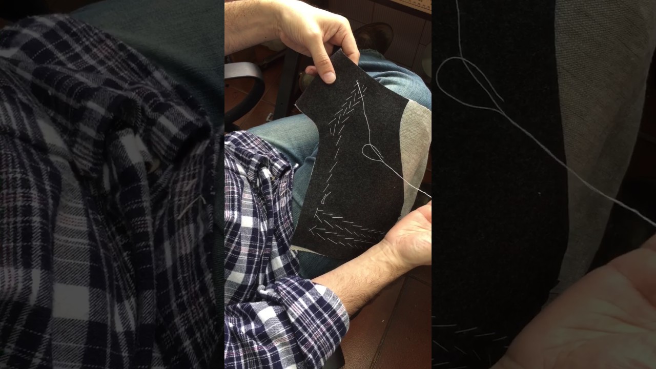PAD STITCH THE BACK COLLAR OF A DOUBLET: How to hold and shape the back collar while stitching.