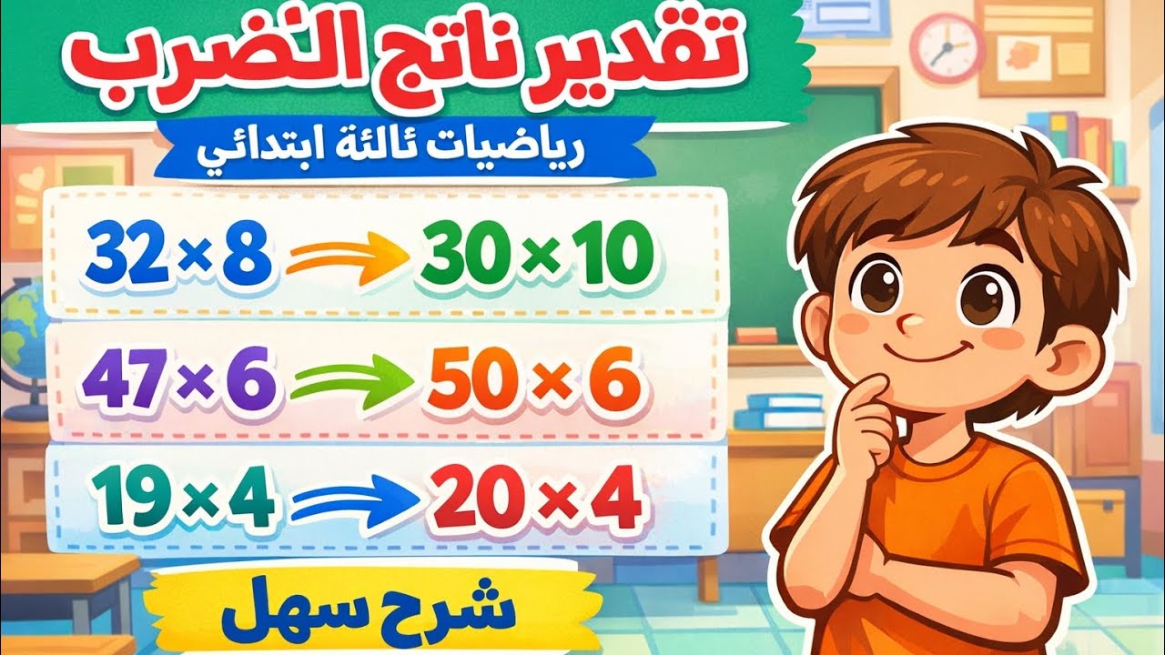 تقدير ناتج الضرب | رياضيات الصف الثالث الابتدائي الترم الثاني 2026 بطريقة سهلة