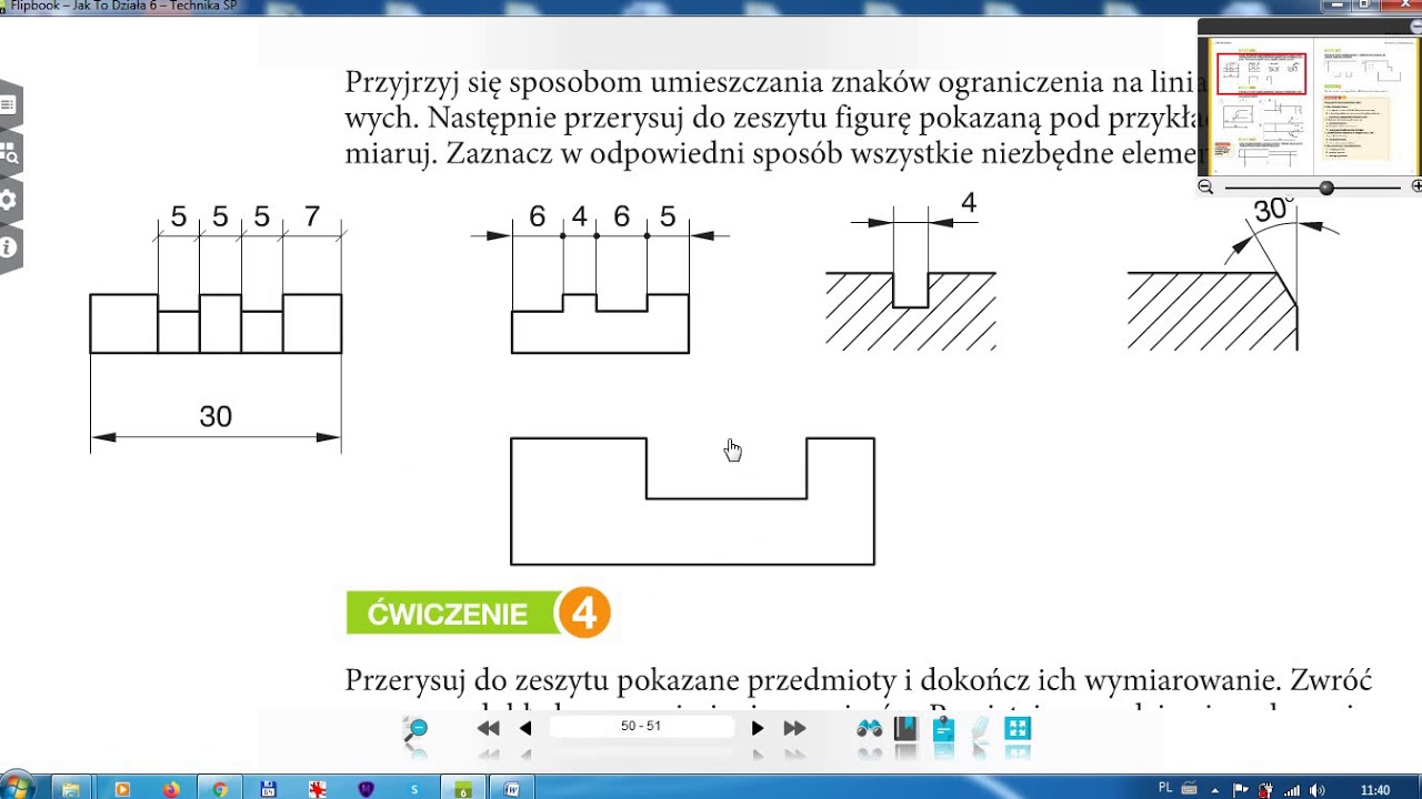 Klasa 6 - Wymiarowanie rysunków technicznych -  ćwiczenia