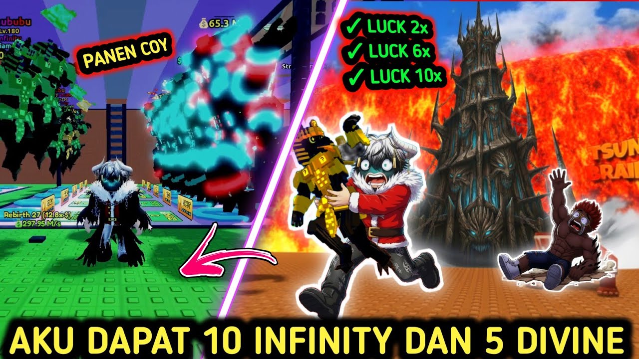Vfika & Biji panen INFINITY Brainrot Dari TOWER TRIAL !! 12/12 di ESCAPE Tsunami Brainrot