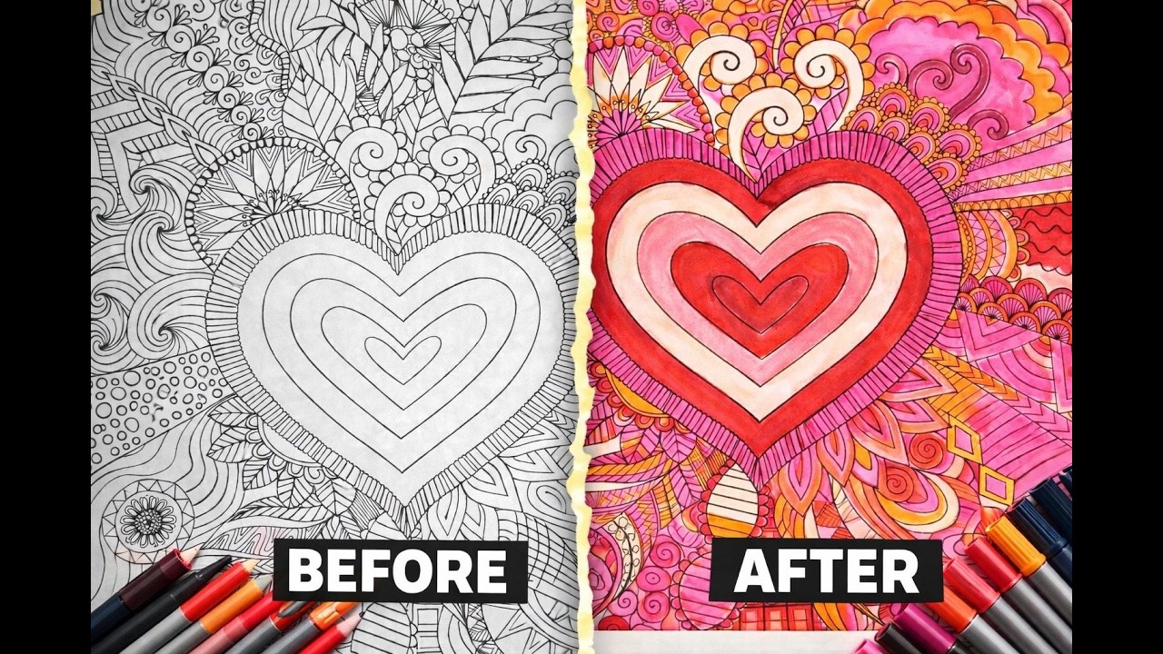 Relaxing Marker Coloring 🎨 | Satisfying Drawing | Calm Art Video