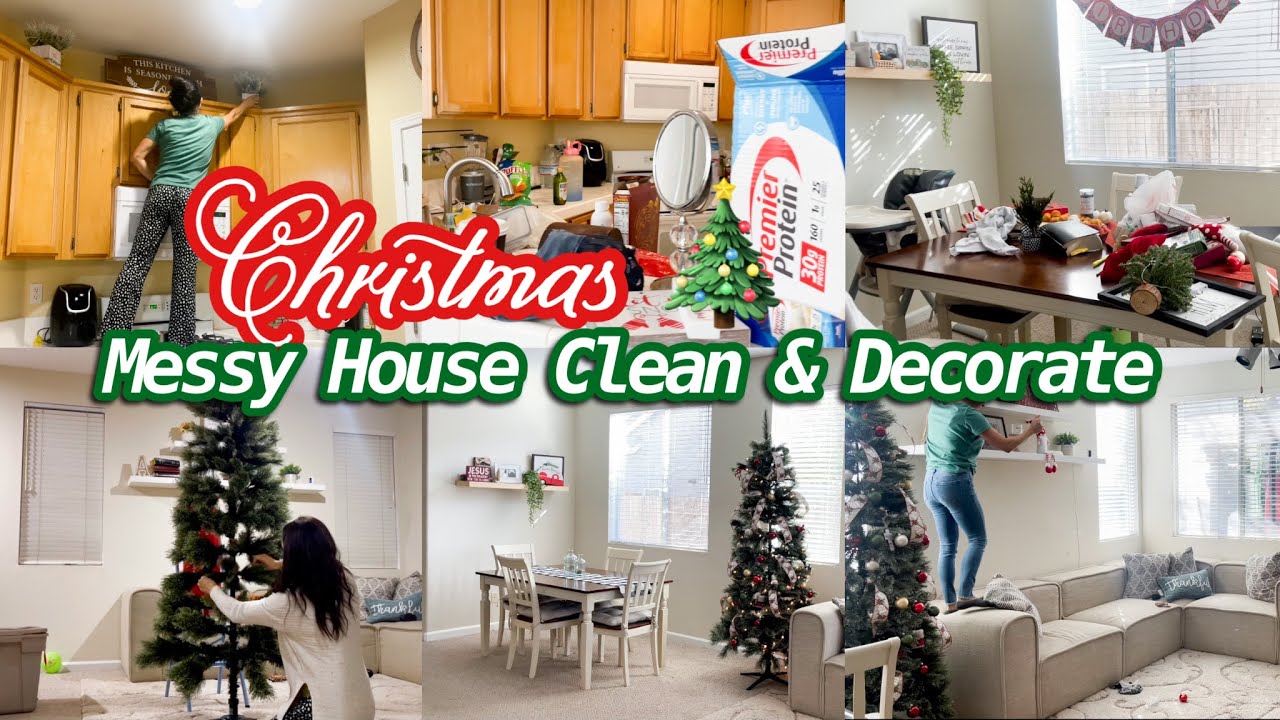 NEW! CHRISTMAS CLEAN AND DECORATE WITH ME 2021 | MESSY HOUSE CLEAN WITH ME | SPEED CLEANING