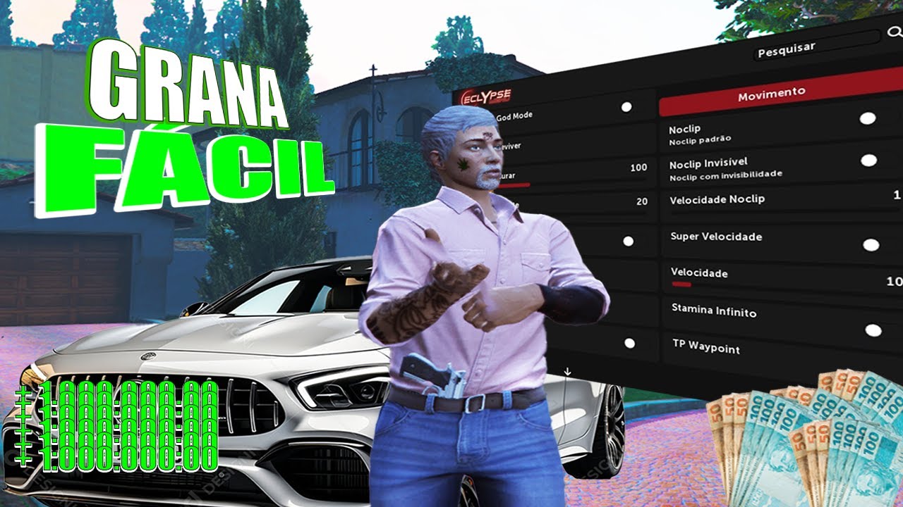 FICANDO RICO COM HACK MOD MENU NO GTA RP - ECLYPSE MENU