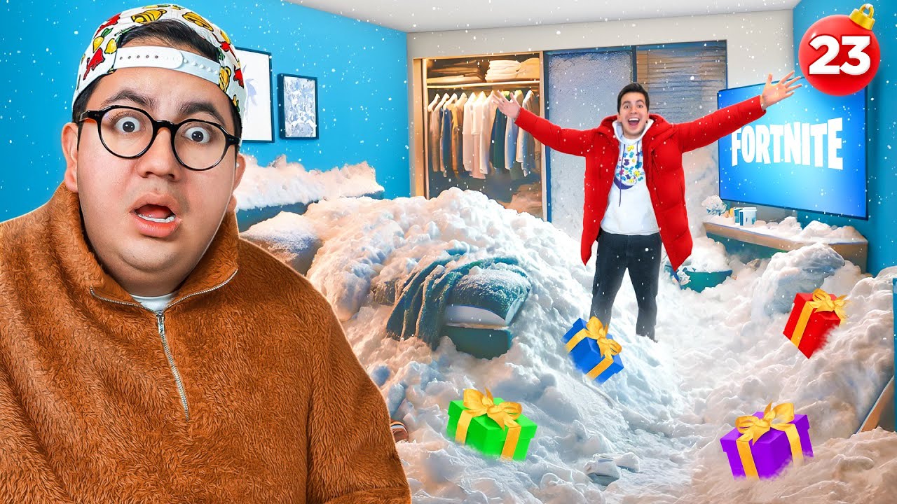LLENE DE NIEVE EL CUARTO DE MI HERMANO *BROMA - VLOGMAS 23