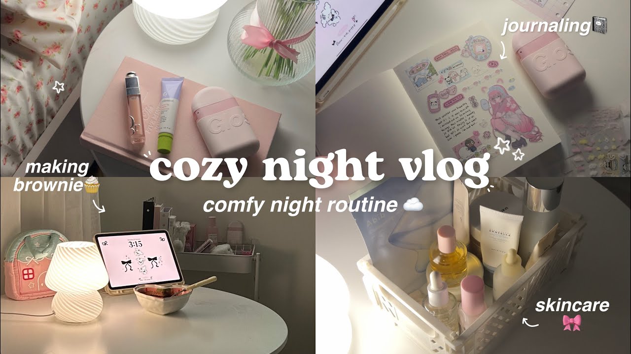 cozy night vlog🍦rewind routine, making brownie, journaling, cozy food, anime, haul and more