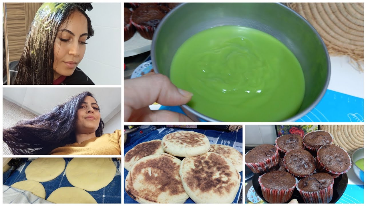 كراتين للشعر طبيعي💯 يرطب و يغدي الشعر الجاف😍روتين مسائي حضرت بطبوط مغربي🇲🇦 و كاب كيك بشوكولا اقتصادي
