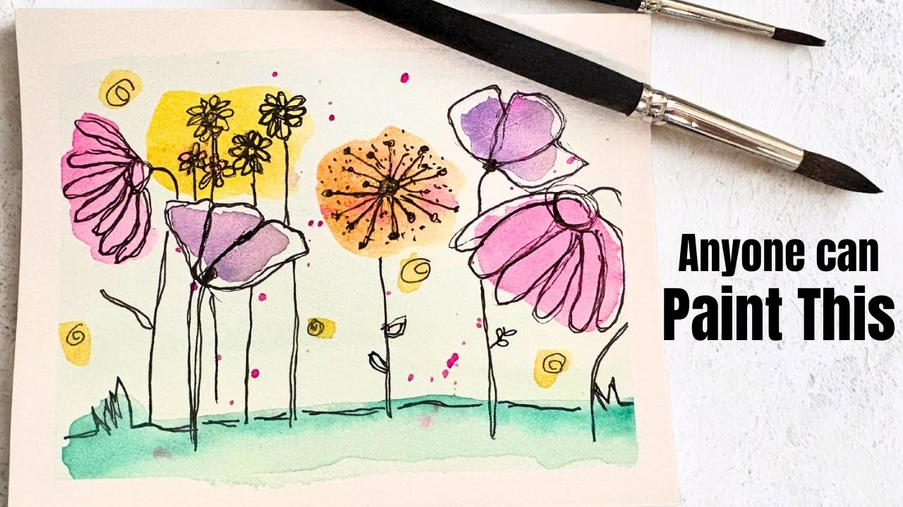 Loose Watercolor Flower Doodles Anyone Can Paint (Beginner Tutorial)