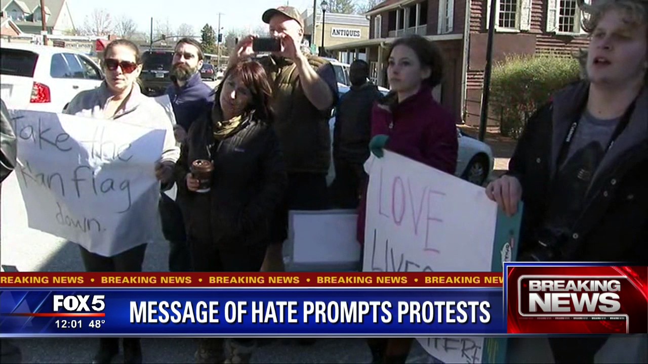 KKK sign, flags removed from Dahlonega building