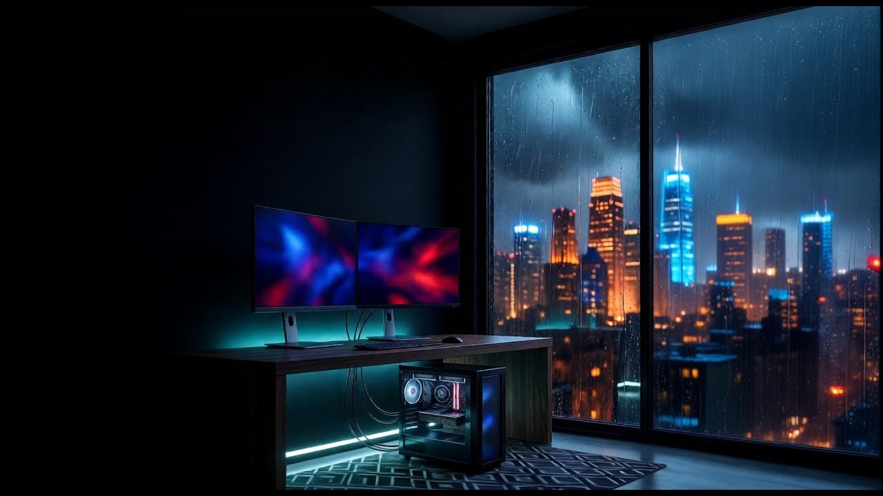 1 hour of rain and thunders to sleep/relax/chill to