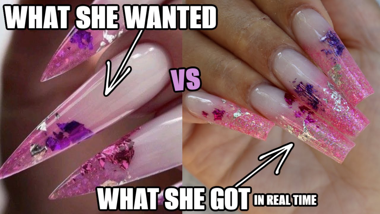 💅🏻WHAT SHE WANTED VS GOT XL ACRYLIC NAIL TUTORIAL in real time