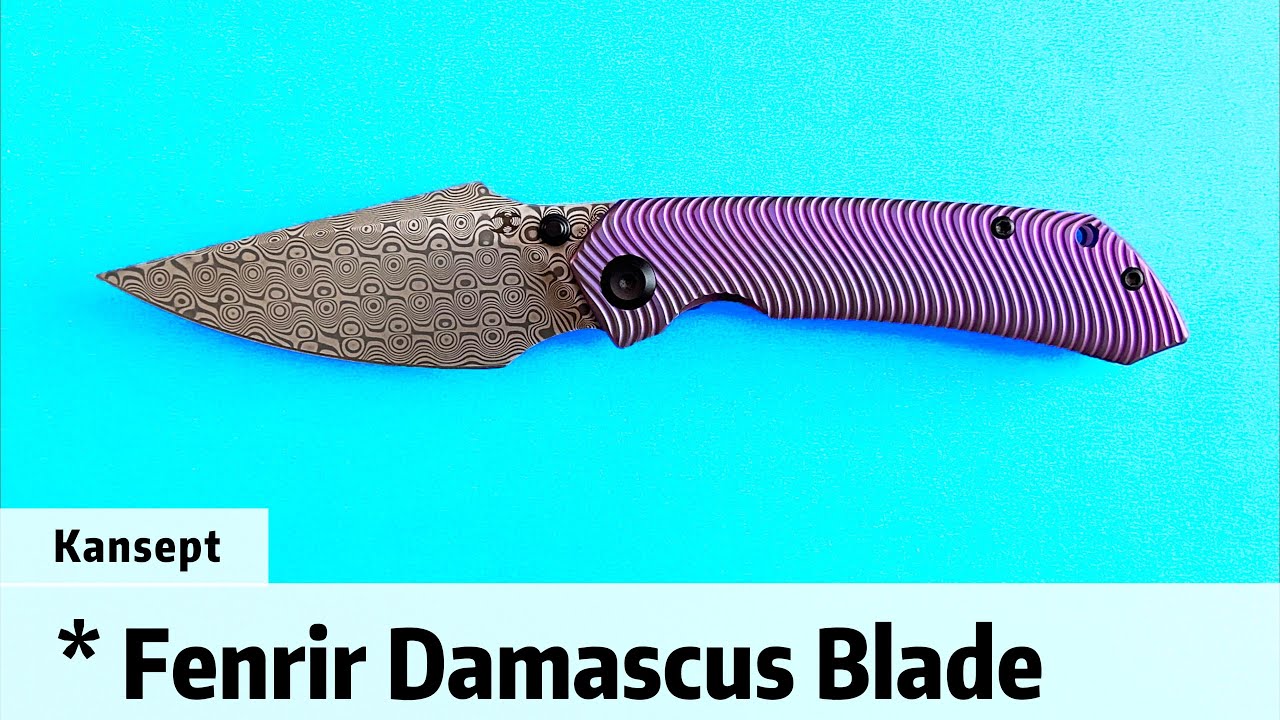Kansept Fenrir Damascus Blade Titanium Handle Frame Lock Folding Knife#edcknife #edc