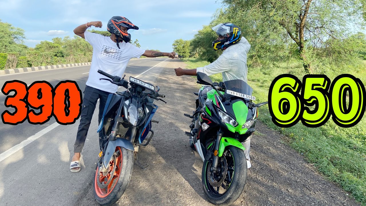 Ninja 650 V/S Duke 390 Drag Race ￼