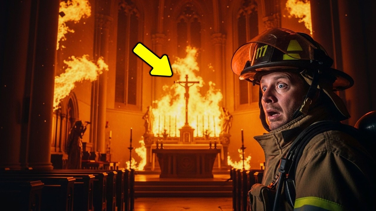 🔥 Bombeiro EVANGÉLICO entra em igreja em chamas… e diante da VIRGEM MARIA ele...