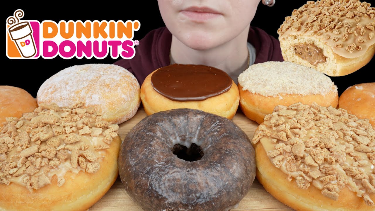 ASMR Dunkin Donuts *Cookie Butter, Chocolate Cake, Jelly, Boston Cream, Apple Crumb, Glazed Mukbang