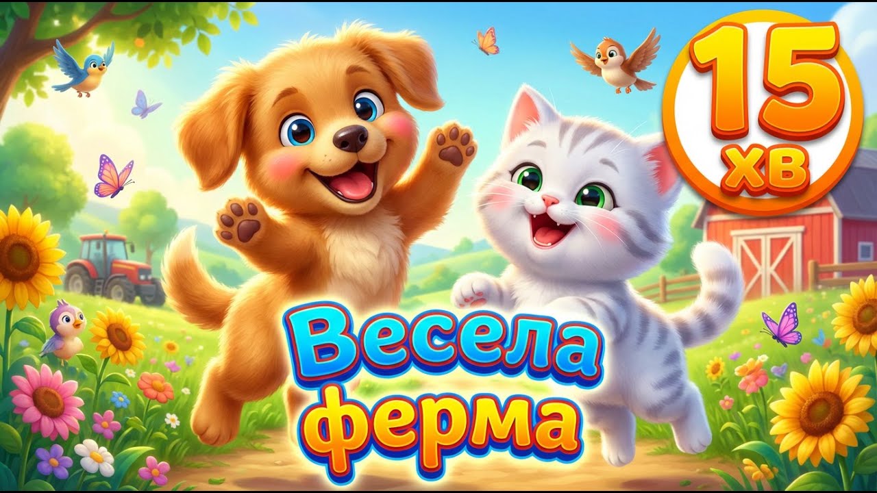 Весела ферма 🐶🐱🐷 | Смішні тваринки та пісеньки для дітей 🎶 15 хв