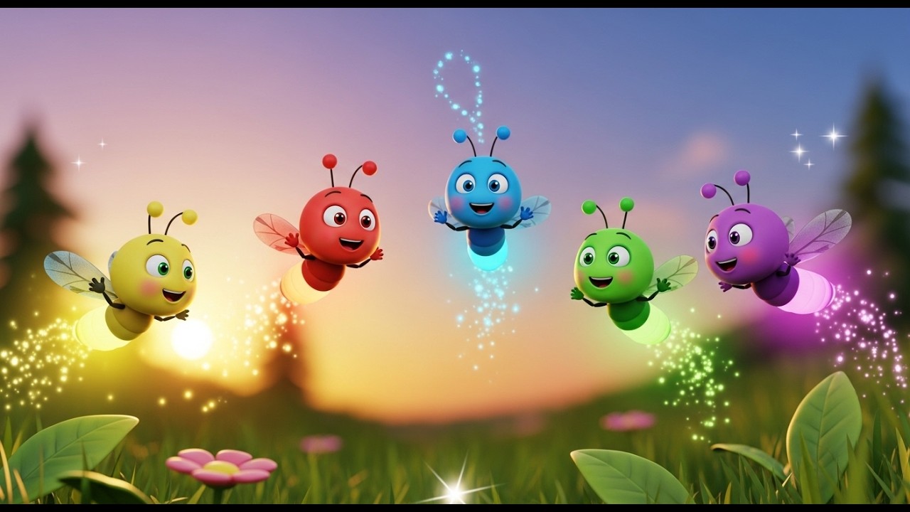 Five Little Fireflies Glow Glow Glow ✨ | Magical Night Song & Counting Nursery Rhymes