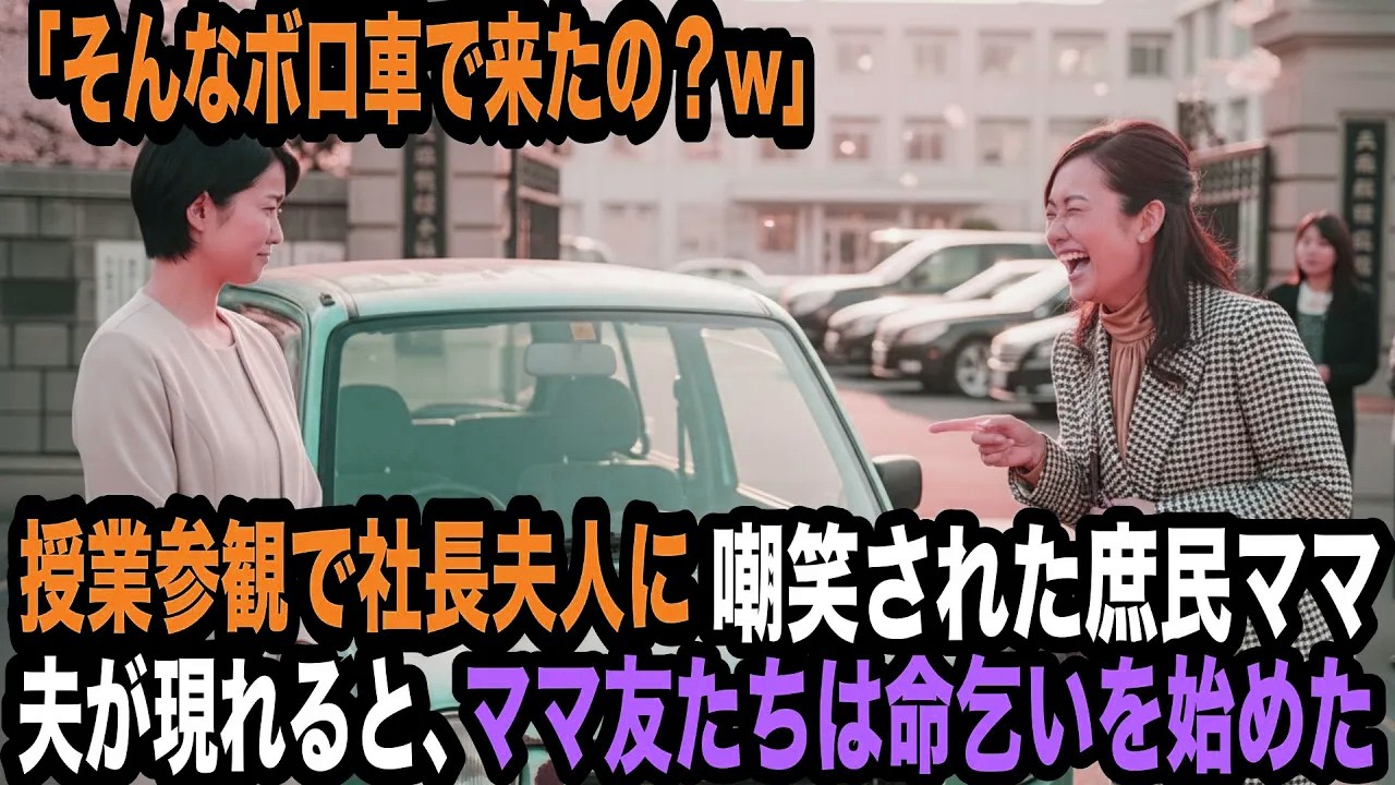 「そんなボロ車で来たの？w」授業参観で社長夫人に嘲笑された庶民ママ。夫が現れると、ママ友たちは命乞いを始めた