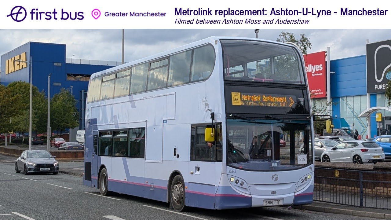 This feels nostalgic! First Manchester on Metrolink replacement between Ashton Moss and Audenshaw.