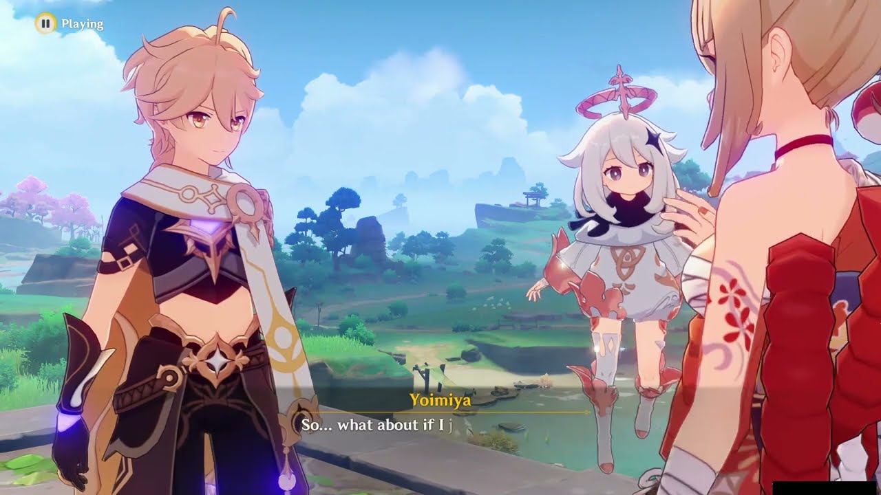Yoimiya Stops Traveler From A Fight With Vision Hunt Decree #agousegaminggallery
