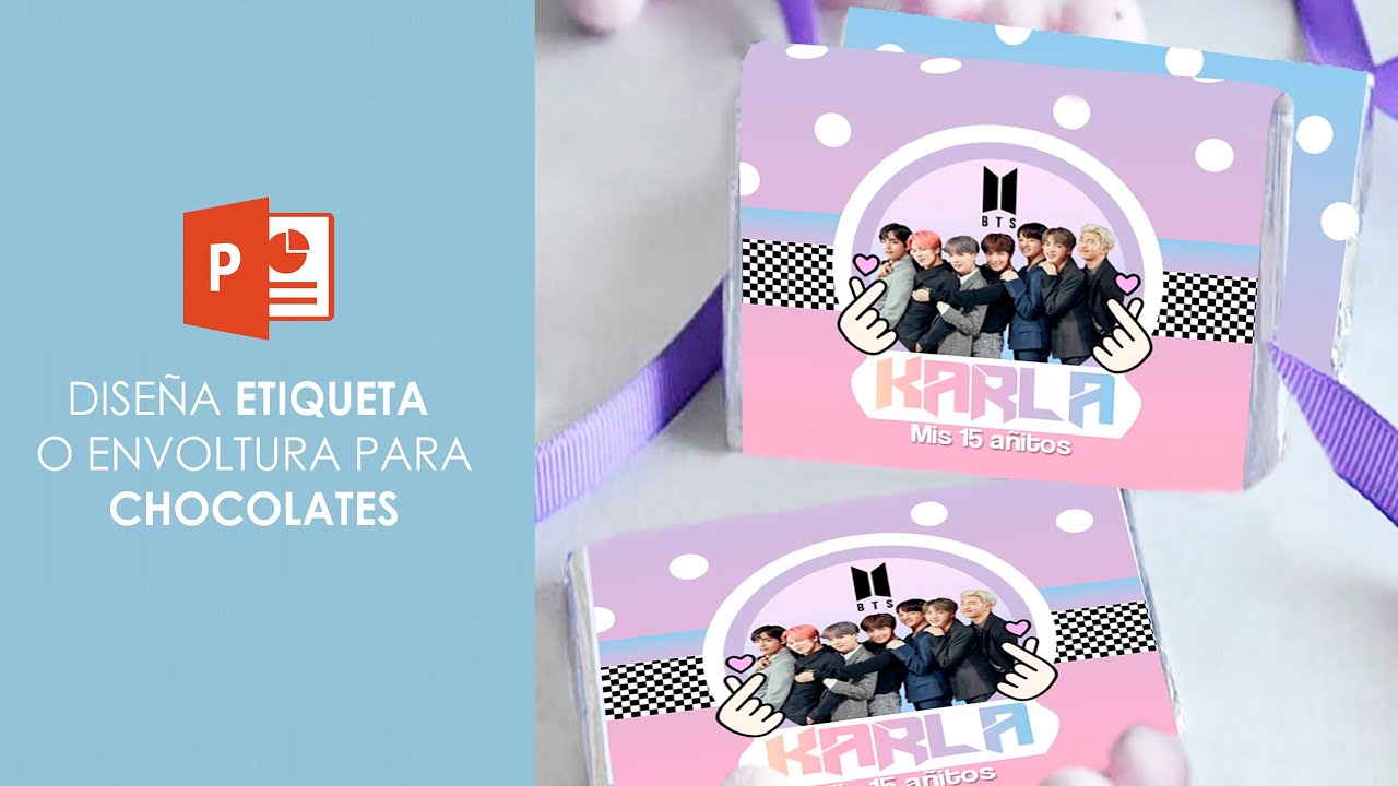 como hacer ENVOLTURA para BARRAS de CHOCOLATE PERSONALIZADAS para CANDY BAR con PowerPoint muy fácil
