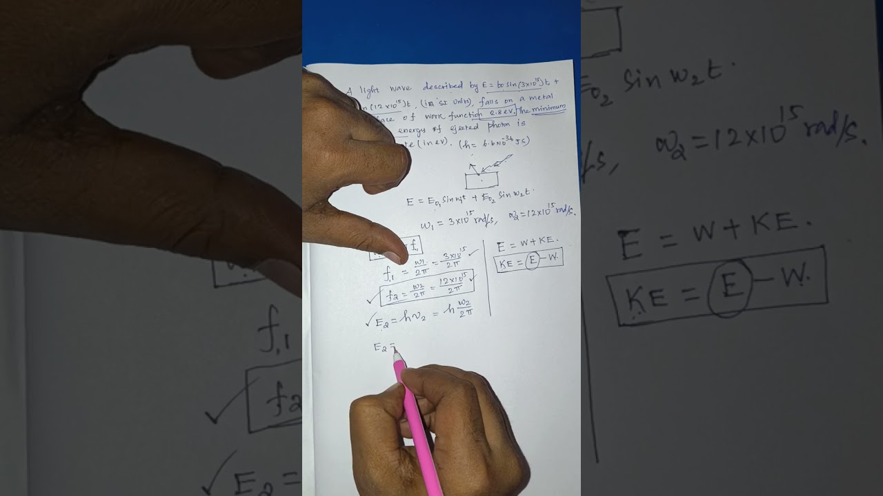Einstein's photoelectric equation JEE main pyq. Two waves superimposed