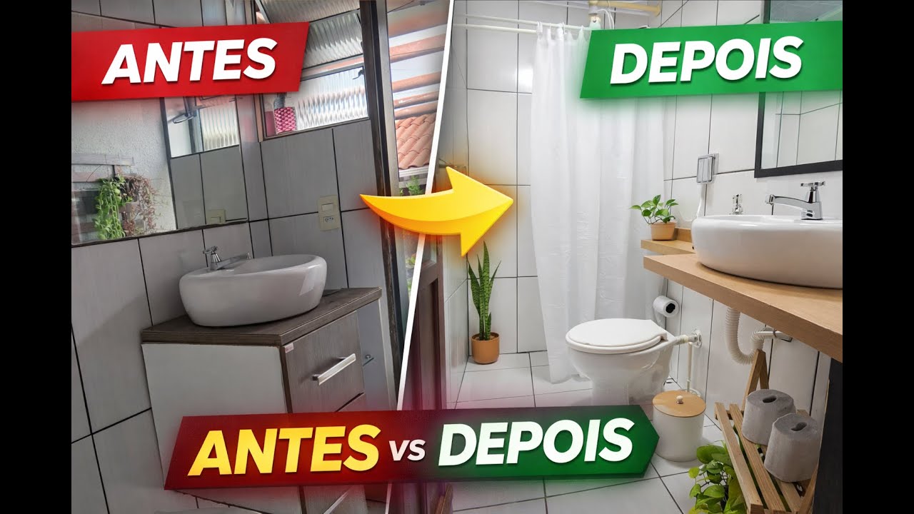 Transformei esse BANHEIRO sem quebrar nada/ Antes e Depois