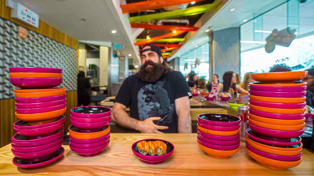 I TRIED TO BEAT YO SUSHI'S UNLIMITED SUSHI BELT BUFFET! | BeardMeatsFood