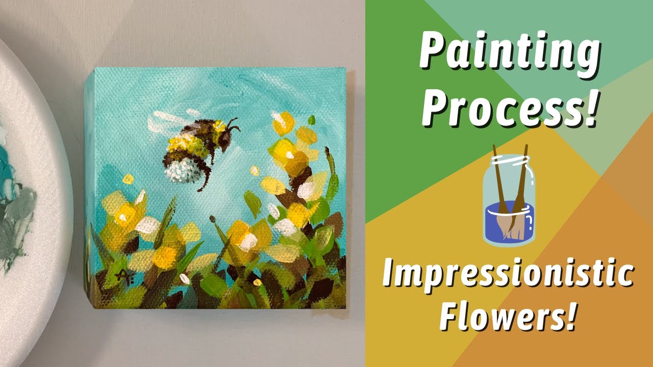 Paint a Bumblebee! HOW TO PAINT Abstract Flowers in Acrylic! By: Annie Troe